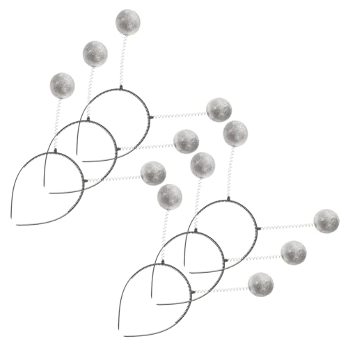 CIYODO 6 Stück Teiliges Glitzer Haarband mit Schaumstoff silberkugeln Elastische Feder Haarschmuck und Erwachsene Party Kostüm Zubehör für Fasching und Foto Requisiten von CIYODO