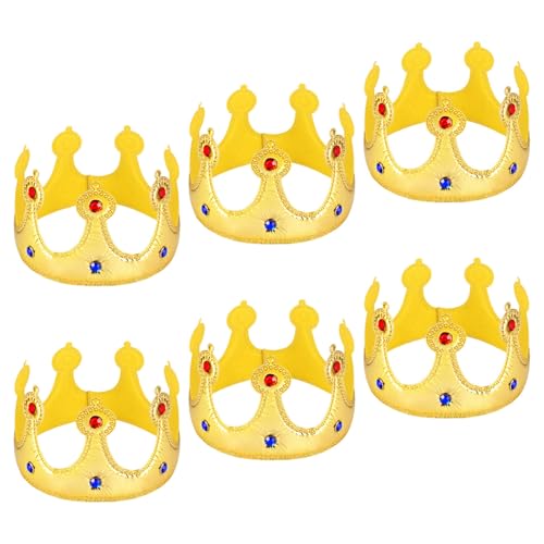 CIYODO 6 Stück Teiliges Goldene Geburtstags-königskronen für Kleinkinder Weiche Leichte Partyhüte Wiederverwendbar Passend für Mittelalterliche und Geburtstagsfeiern Sichere Kopfbedeckung von CIYODO