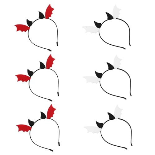 CIYODO 6 Stück Teiliges Halloween Hörner Haarreif Langlebiges Wiederverwendbares Teufelshörner Stirnband mit Fledermausohren Leichtes Bequemes Kopfschmuck für Party Cosplay CIYODO 6 Stück Teiliges Halloween Hörner Haarreif Langlebiges Wiederverwendbares Teufelshörner Stirnband mit Fledermausohren Leichtes Bequemes Kopfschmuck für Party Cosplay von CIYODO