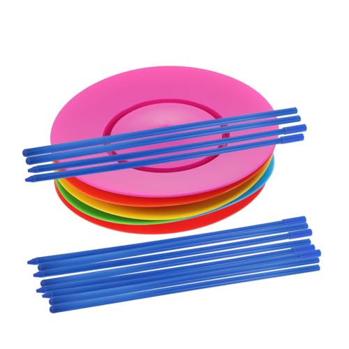 CIYODO 6 Stück Teiliges Jonglier Drehplattenset mit Stöcken Bunte Akrobatik Requisiten für Zirkusaufführungen und Spielzeuge für Erwachsene Stabil und Sicher für Verschiedene von CIYODO
