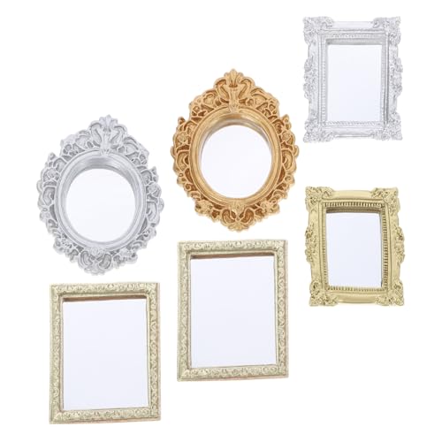 CIYODO 6 Stück Teiliges Kleine Vintage Wandspiegel Leichte Miniatur Spiegel für Puppenhaus Dekoration Klassische Mini Möbel für DIY Szene Schlafzimmer Badezimmer CIYODO 6 Stück Teiliges Kleine Vintage Wandspiegel Leichte Miniatur Spiegel für Puppenhaus Dekoration Klassische Mini Möbel für DIY Szene Schlafzimmer Badezimmer von CIYODO