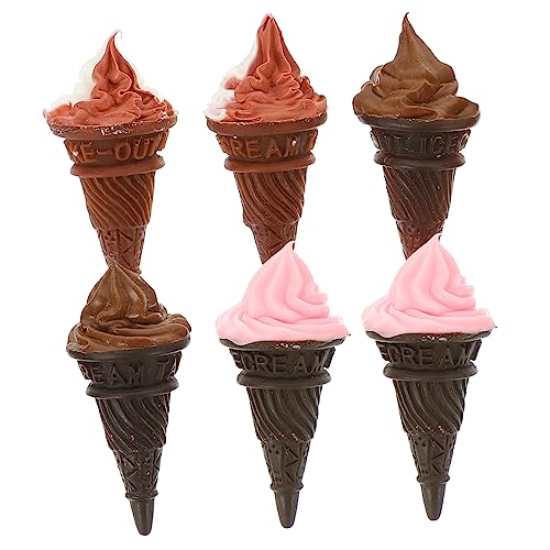 CIYODO 6 Stück Teiliges Mini Eiscreme Waffeln aus Strapazierfähigem Material für Puppenhäuser Kawaii Deko für DIY Szenen und Miniatur Lebensmittelmodelle von CIYODO