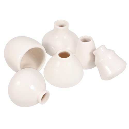 CIYODO 6 Stück Teiliges Mini Keramik Blumenvase Weiß Kleine Tischdeko Wasserpflanzen Topf Für Home Office Dekoration Leicht Tragbar CIYODO 6 Stück Teiliges Mini Keramik Blumenvase Weiß Kleine Tischdeko Wasserpflanzen Topf Für Home Office Dekoration Leicht Tragbar von CIYODO