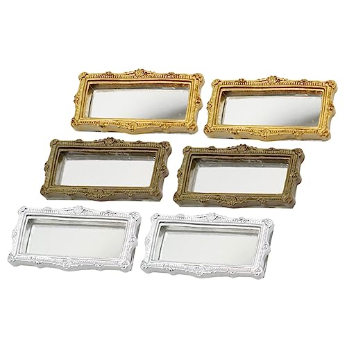 CIYODO 6 Stück Teiliges Miniatur Puppenhaus Spiegel aus Resin Antike Klassische Deko Bronze Silber und Gold Filigrane Quadratische Rahmen Handgefertigte Mini Möbelaccessoires für DIY CIYODO 6 Stück Teiliges Miniatur Puppenhaus Spiegel aus Resin Antike Klassische Deko Bronze Silber und Gold Filigrane Quadratische Rahmen Handgefertigte Mini Möbelaccessoires für DIY von CIYODO
