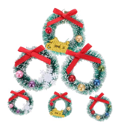 CIYODO 6 Stück Teiliges Miniatur Puppenhaus Weihnachtsdeko Kleine Dekorative Weihnachtskränze Langlebig und Realistisch Geeignet für Mikrolandschaft und Festliche Wohnraumgestaltung von CIYODO