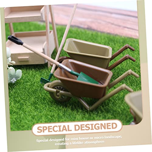 CIYODO 6 Stück Teiliges Miniatur Schubkarren aus Robustem Kunststoff Realistische Mini Garten Deko für Puppenhaus und Fotorequisiten Grün Braun Langlebig und Detailgetreu von CIYODO