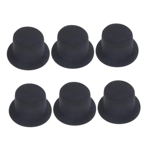CIYODO 6 Stück Teiliges Miniatur top hüte Kleine DIY Bastelhüte aus Schwarzem Filz Vielseitige Mini Hut deko für Weihnachten Puppenhäuser Haustierkostüme Geburtstags Familienfeiern von CIYODO