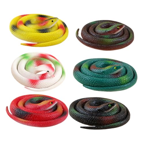 CIYODO 6 Stück Teiliges Realistische Gummi Schlangen Spielzeugschlangen für Halloween Party Deko Langlebig und Detailgetreu Streiche und Kostümzubehör von CIYODO