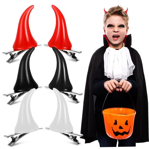 CIYODO 6 Stück Teiliges Teufelshörner Haarklammern Halloween Haarclip mit Alligatorclip Leichtes Harz für Cosplay Kostüm Party Zubehör Rot CIYODO 6 Stück Teiliges Teufelshörner Haarklammern Halloween Haarclip mit Alligatorclip Leichtes Harz für Cosplay Kostüm Party Zubehör Rot von CIYODO