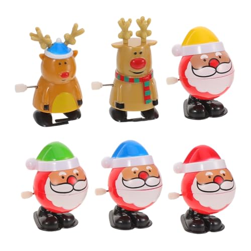 CIYODO 6 Stück Teiliges Wind-up mit Santa Schlitten und Rentier Mechanische Weihnachtsfiguren für Kinderparty Kreative Goody Bag Füller Kompakte Mechanik Spielwaren für Festliche von CIYODO