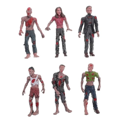 CIYODO 6 Stück Zombie Modell Figuren Realistische Halloween Deko Streichspielzeug für Schaurige Atmosphären für Partys April Scherze und Gruseldekoration von CIYODO