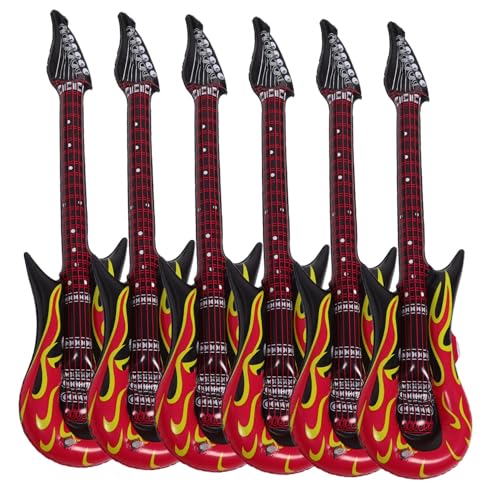 CIYODO 6 Stück aufblasbare Gitarre Partyzubehör gefälschte Gitarre Luft Stütze erste Ballongas musikinstrumente gefälschte E-Gitarre Aufblasbare Instrumente für PVC von CIYODO