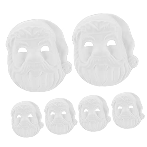CIYODO 6 x Weihnachtsmann-Maske für Kinder, Kindermasken, Zellstoff, Halloween, Weiß, Facebook von CIYODO
