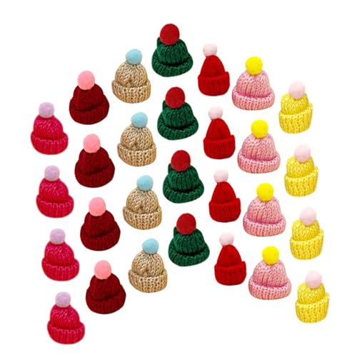 CIYODO 60 Stück Mini Strickmützen Bunte Weihnachtsmützen für DIY Bastelprojekte Sichere und Hautfreundliche Materialien für Schmuckdekoration und Puppenhäuser von CIYODO