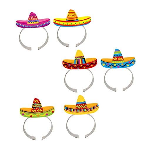 CIYODO 6St mexikanisches Stirnband catchring festlich Partyhüte für Erwachsene Tiara Haargummis Kappen Stirnband-Dekor mexikanisches Sombrero-Stirnband Erwachsener Hut Comar Geschenk Baby von CIYODO