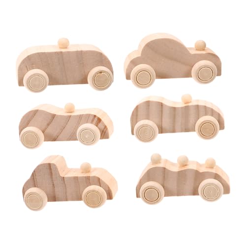 CIYODO 6Stücke Unbemalte Holzautos DIY Graffiti für Kreative für Bastelprojekte und Frühkindliche Holzhandwerk für Zuhause und Kindergarten von CIYODO