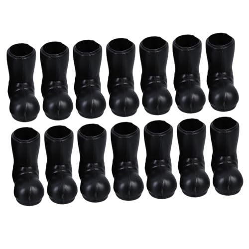 CIYODO 7 Paare Weihnachts Stiefel Modell Knöchel Stiefeletten Mini-weihnachtsfiguren Form Babys Ministiefel Zum Basteln Mini-Weihnachten Miniatur Die Puppe Plastik Black von CIYODO