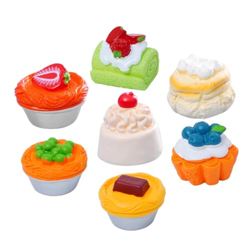 CIYODO 7 Stück Teiliges Realistische Miniatur Food Dekoration Lebensechte Kuchendekorationen und Fruchtkuchen für Puppenhaus Rollenspiele und Kreative Szenen von CIYODO