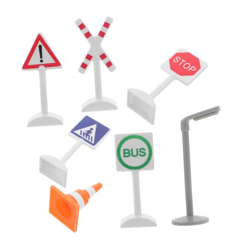 CIYODO 7 Stück Teiliges aus Holzverkehrszeichen für Spielzeugautos Miniatur Verkehrszeichen für Straßenbau für Kreative Spielszenarien Sicher und Lehrreich von CIYODO