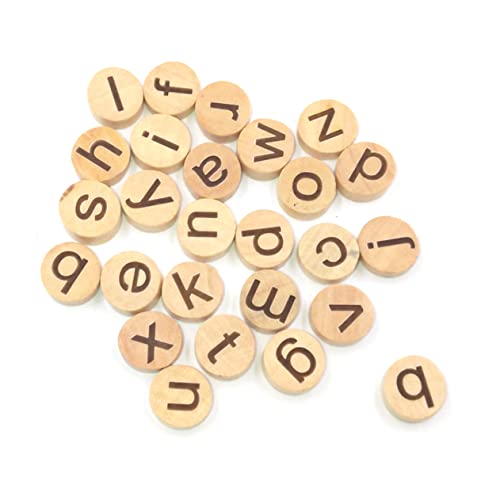 CIYODO 78 Stück Hölzerne Buchstaben runde Scheiben bastelset basteln für bastelzeug für Handgemacht Brief klein Buchstaben zum Basteln runde Buchstabenperlen Bambus von CIYODO