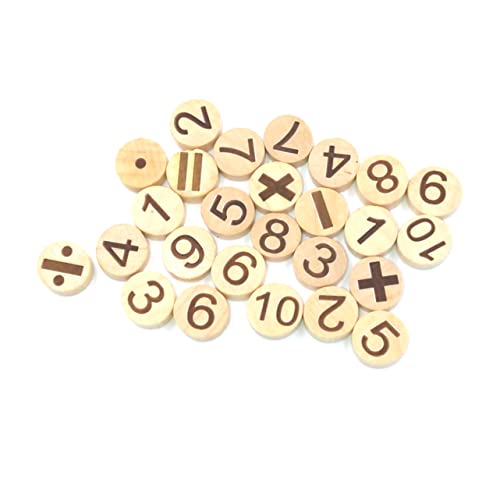 CIYODO 78 Stück Hölzerner Numerischer Symbolkreis Klein Jumbo Zahlen Buchstaben Zum Basteln Briefe Runde Alphabetperlen Runde Buchstabenperlen Buchstaben des Alphabets Bambus von CIYODO
