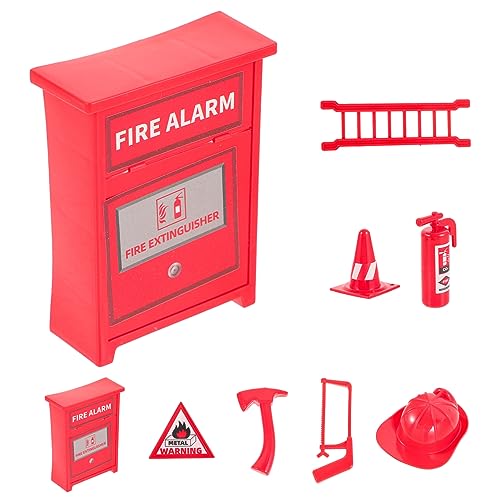 CIYODO 8 Stück Doll House Feuerfeuerzubehör Feuerlöscher Feuerwehrspielzeug Kinderspielzeug klein puppenzubehör Mini-Feuerleiter- Mini- -Dekore Plastik rot von CIYODO