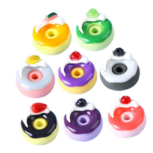 CIYODO 8 Stück Donut Charms aus Harz Nachahmungsfrüchte für DIY Bastelprojekte Schmuckherstellung Dekorationen für Handyhüllen und Kreative von CIYODO