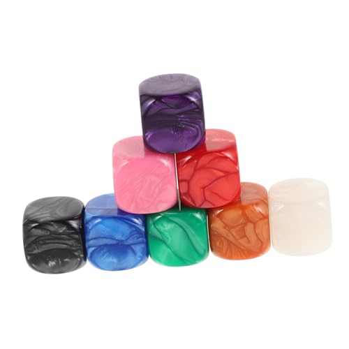 CIYODO 8 Stück Sechsseitige Leere Acrylwürfel mit Perleneffekt für DIY Bastelprojekte Matheunterricht und Lernspiele Bunte Abgerundete Ecken für Kreativen Spaß und Brettspiele von CIYODO