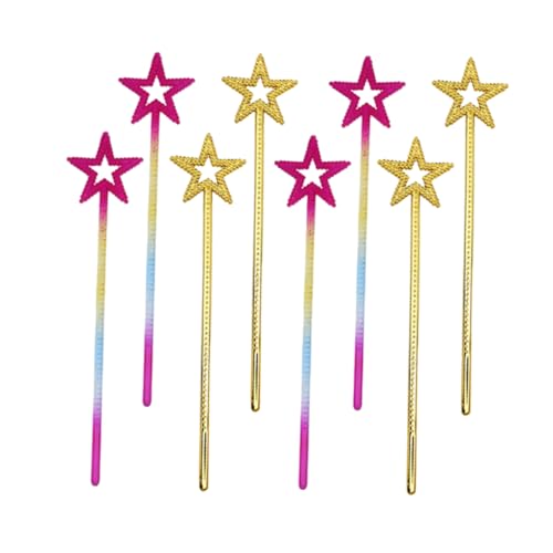 CIYODO 8 Stück Teiliges Feenstäbe aus Kunststoff Sternform für Kindergeburtstag Halloween und Cosplay Partydekoration Gold Regenbogen Je von CIYODO