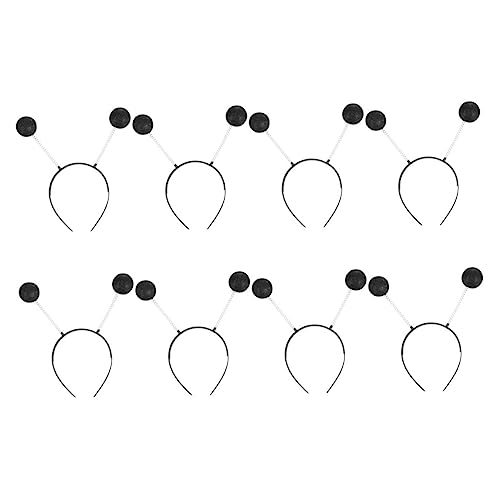 CIYODO 8 Stück Teiliges Froth Pompom Haarband Schwarz Biegsame Haarreifen mit Runden Bällen Niedlicher Party kopfschmuck für Damen und Vielseitig für Fotos und Veranstaltungen von CIYODO