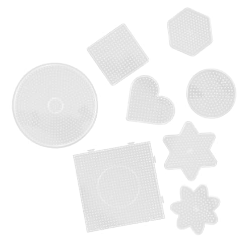 CIYODO 8 Stück Teiliges Große Transparente Steckplatten für Bügelperlen Interlockende DIY Bastelperlen Pegboards mit Rund Viereck Hexagon Sternformen für Kreative Bastelprojekte von CIYODO