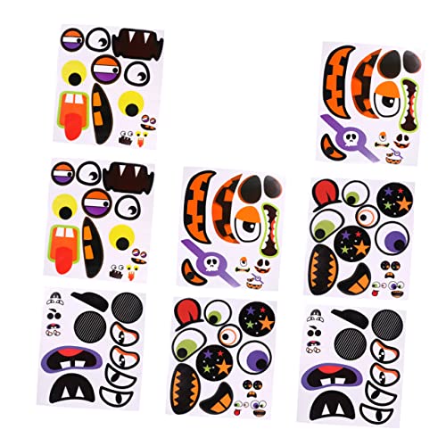 CIYODO 8 Stück Teiliges Halloween Kürbis Aufkleber Set Abnehmbare Kürbis Gesichtsdekoration Vielseitige Pumpkin Face Sticker für Halloween Party Geeignet für Erwachsene von CIYODO