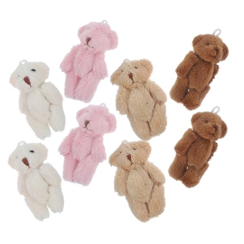 CIYODO 8 Stück Teiliges Mini Plüschbären Weiches Stofftier Schlüsselanhänger Vielseitige Dekoration für Halsketten Hüte Babyparty Valentinstag von CIYODO