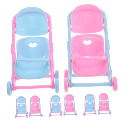 CIYODO 8 Stück Teiliges Mini Puppenwagen Realistisch Gestalteter Kunststoff Kinderwagen Langlebig und Detailreich für Fantasievolles Rollenspiel und Puppenhaus-zubehör Bunte Miniatur von CIYODO