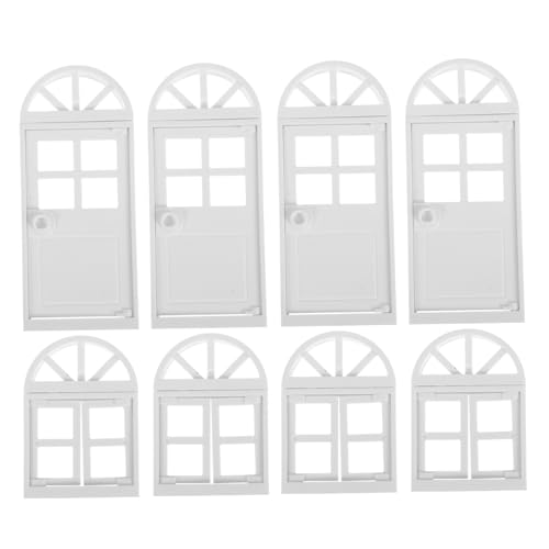 CIYODO 8 Teilige Modelle Zubehörrahmen Hohes Kit Simulationsprojekte Bastelornamente Haus Minitüren Rahmen Feendekoration Häuser Modellfenster Weißer Kunststoff Für DIY von CIYODO