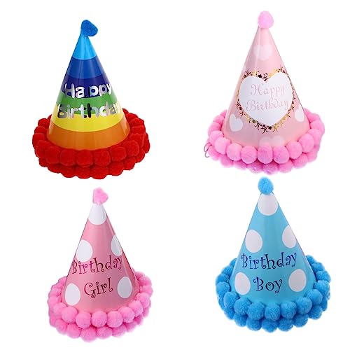 CIYODO 8st Geburtstag Bommelmütze Make-up-haar-stirnbänder Geburtstagsparty-accessoire Geburtstag Kappe Weihnachtsfeierhüte -geschenk Tiara Weißer Karton Kind Konisch Papier von CIYODO