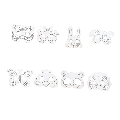 CIYODO 8St tierische Maske Tiermaske Kindermaterial handgefertigte Materialien Papiermasken selbstgemacht hasenmaske bunny mask wachsmalstift kunst Party-Papiermaske weiße Maske Karikatur von CIYODO