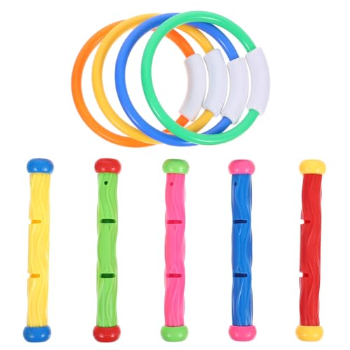 CIYODO 9 Stück Tauchen Spielset Wasserspielzeug Pool Aufblasbar Pool -tauchspielzeug Schwimmbecken Für Schwimmbad Poolspielzeug Stöcke Ringe Kinderpool Schwimmring Plastik CIYODO 9 Stück Tauchen Spielset Wasserspielzeug Pool Aufblasbar Pool -tauchspielzeug Schwimmbecken Für Schwimmbad Poolspielzeug Stöcke Ringe Kinderpool Schwimmring Plastik von CIYODO