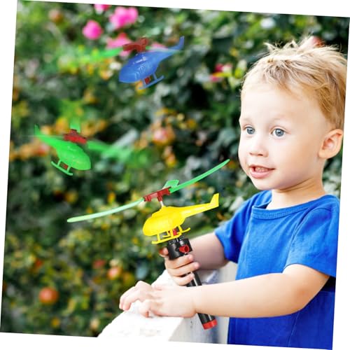 CIYODO 9 Stück Teiliges Handzug Hubschrauber Bunte Kunststoff Helikopter mit Einfachem Schnurstart Robustes Outdoor Flugspielzeug für Party Mitgebsel und Familienspaß von CIYODO