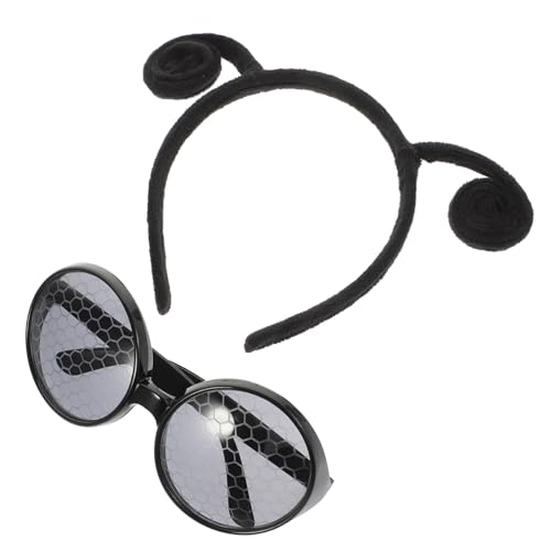 CIYODO Antenne Haarreif Insekten Kostüm Accessoire Langlebiges Komfortables Cosplay Stirnband mit Brillen design für Karneval Mottoparty Fotoshootings Attraktive Verkleidung für Damen von CIYODO