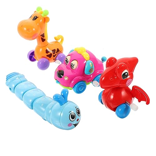 CIYODO Tierförmiges Spielzeug 4-teiliges Aufziehspielzeug Für Jungen Und Mädchen Kreatives Aufziehspielzeug Mit Tieren Leuchtende Farben Glatt Für Pädagogisches Spielen Zufällige Farbe von CIYODO