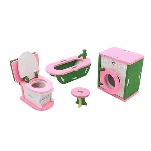 CIYODO Möbelspielzeug Spielset Aus Holz Spielzeuge Badezimmerdekoration Waschmaschine Kind Mini Hölzern Rosa von CIYODO