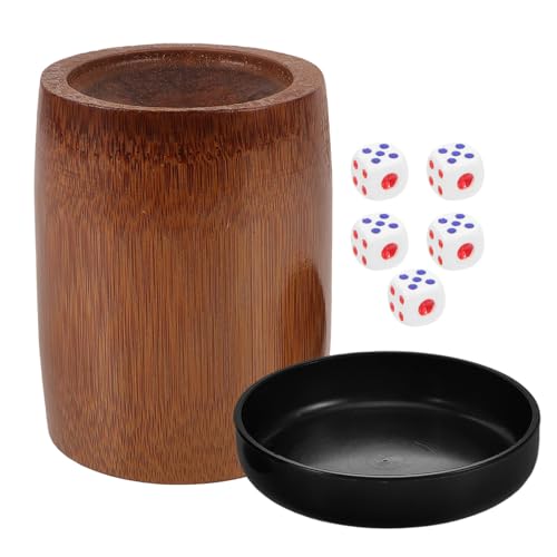 CIYODO Bambus Würfelbecher Set mit Würfeln Tragbarer Würfelschüttler für Reisen Partys und Bars Robuste Kreative Gestaltung für Brettspiel Enthusiasten und Unterhaltung von CIYODO