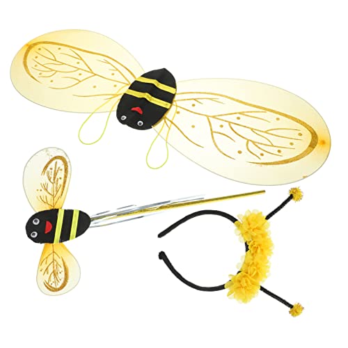 CIYODO Bienenflügel Kostümset für Teilig mit Süßem Haarreif und Bienenstab Farbenfrohes Cosplay Accessoire für Mädchen für Fasching Geburtstag Bühnenauftritte und Rollenspiele von CIYODO