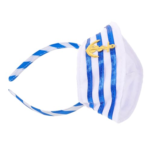 CIYODO Blaues Matrosen Haarband Kapitänsmütze Cosplay Kostüm Zubehör für Karneval Halloween Mottoparty und Segelparty Bequemes Leichtes Partyaccessoire für Erwachsene von CIYODO