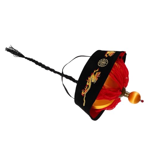 CIYODO Chinesischer Stil Kreativer Hut Traditioneller Kaiserhut mit Zöpfen Retro Kopfbedeckung für Cosplay und Bühnenaufführungen Authentischer Asiatischer Hut für Jahre von CIYODO