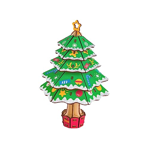 CIYODO Pädagogisches Puzzle Tischfester Baum Weihnachtsbaum Figur Weihnachtsbaumpuzzle Selber Machen Weihnachtstischplatte Holzdekoration Tisch-Weihnachtsbaum Spielzeug Hölzern Kind Junge von CIYODO