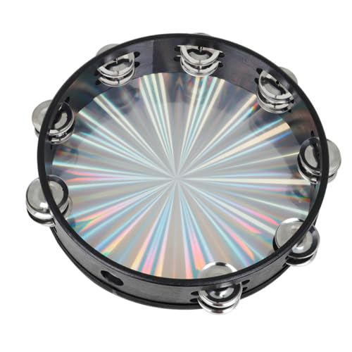 CIYODO Doppelreihige Handtrommel mit Edelstahl Glocken Musikinstrument für Reflektierendes Tamburin mit Umweltfreundlichem Druck Klarer Klang Sicher und Langlebig von CIYODO