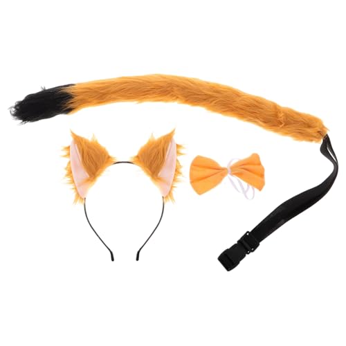 CIYODO Fuchsohren Kostüm Set mit Stirnband Fliege und Weiches Langlebiges Material für Halloween Fasching Cosplay und Rollenspiele von CIYODO