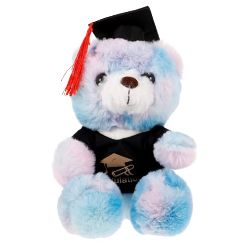 CIYODO Graduation Bear Plüsch mit Doktorhut Weiches PP Baumwoll Stofftier Dekorativer Abschlussbär für und Partydekoration Niedlicher Plüschbär in Schwarz mit Blauem und Rosafarbenem von CIYODO